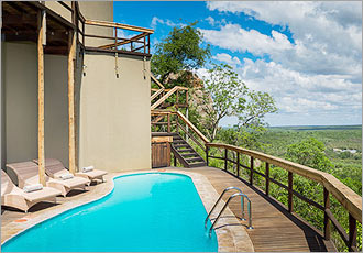Refreshing private splash pool at Ulusaba Safari Lodge
